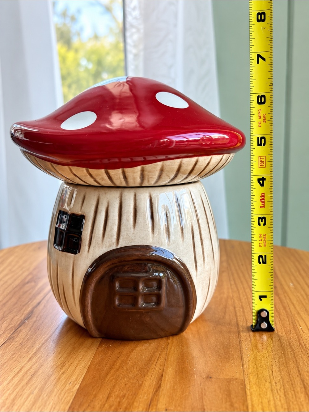 Blue Harbor Biharbór Mushroom House Ceramic Canister Jar Red Toadstool Cottage